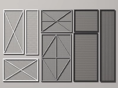 Various Fence Panel Designs Featuring Grid Patterns Geometric Shapes and Metal Texture 3d model
