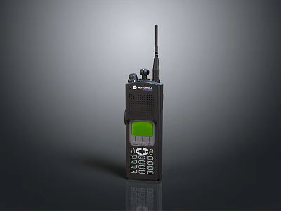 Motorola Walkie Talkie With Black Design Antenna Green Screen And Keypad 3d model