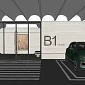 Modern Elevator Passage At B1 Parking With Glass Door And Car
