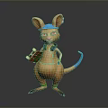 Playful Cartoon Kangaroo Character With Blue Cap Pink Headphones And Red Skateboard