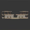 Ancient Architectural Model With Stone Platforms Columns And Multiple Roofs