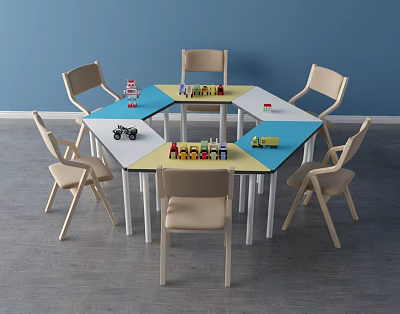 Modern table and chair combination interactive desk 3d model