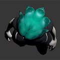 3D Rendered Game Movie Character With Teal Hair Black Short Sleeve Top And Shorts