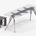 Modern Minimalist Table And Chair Set With Transparent Glass Top And Metal Frame