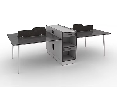 Modern Office Desk Design With Divider Panels And Storage Drawers 3d model