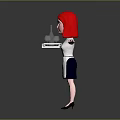 Elegant White Service Dress With Black Trim For Female Staff Attire