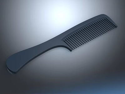 Modern Black Comb With Smooth Handle And Evenly Spaced Teeth 3d model