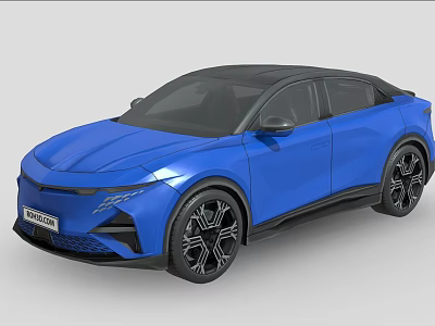 Blue Modern Sporty SUV With Black Roof And Stylish Wheels Design 3d model