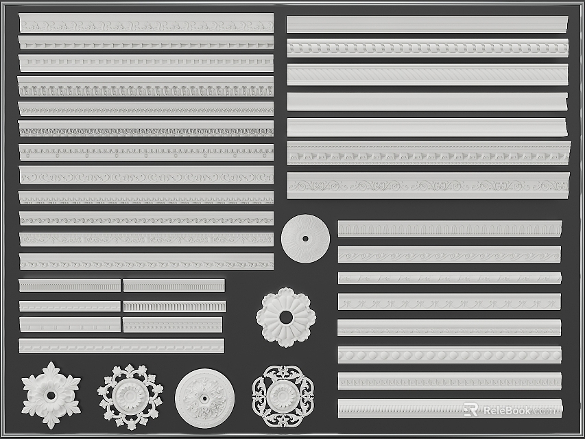 Variety Of Plaster Moldings And Decorative Elements 3d model 