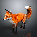 Red Fox With Orange Fur White Underbelly White Tail Tip Standing On Gray Background