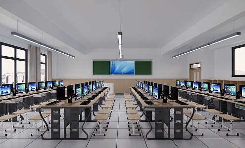 Modern Classroom Computer Classroom 3d model