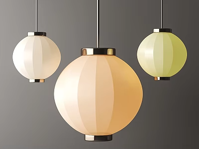 Modern Hanging Lanterns with Pastel Colors Spherical Shape and Metal Frames 3d model