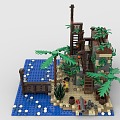 LEGO Toy Blocks Pirate Island Scene Plants Forest Trees Beach 3d model