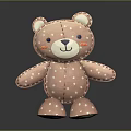 Cute Pink Hand-Sewn Teddy Bear With White Polka Dots Daily Life Item