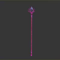 Traditional Decorative Spear With Wooden Handle Blue Silver Head And Colored Rings