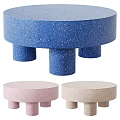 Modern Colorful Speckled Desk With Round Top And Three Cylindrical Legs