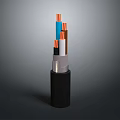 Black Electrical Cable With Multiple Colored Cores Including Orange Blue And White Wires