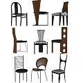 Dining Chairs With Various Designs Wooden Metal Frames And Unique Backrest Styles