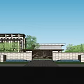 New Chinese-style Gate Demonstration Area 3d model
