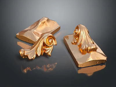 Ornate Golden Carved Scroll Design Home Living Decorative Furniture Accessories 3d model