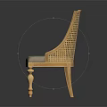 Stylish Leisure Chair With Woven Backrest Wooden Frame Carved Legs And Light Gray Cushion