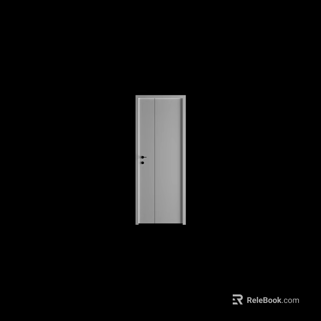 Double Swing Door Design For Home Interior With Gray Finish And Handle 3d model 
