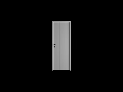 Double Swing Door Design For Home Interior With Gray Finish And Handle 3d model
