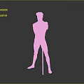Shirtless Man in Black Underwear Standing with Long Pole Against Gray Background on Black Floor