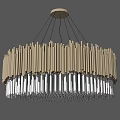 Elegant Modern Circular Chandelier With Metal Vertical Bars And Transparent Glass Design