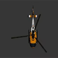 Aerospace Helicopter With Yellow White Body And Black Propellers On Gray Background