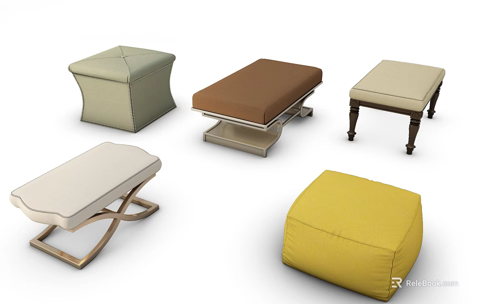 Various Styles Ottoman Sofa Stools With Different Colors And Modern Designs For Home 3d model 