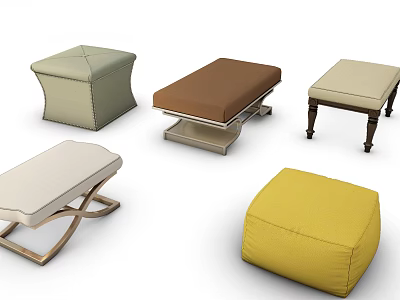 Various Styles Ottoman Sofa Stools With Different Colors And Modern Designs For Home 3d model