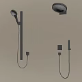 Modern Wall Mounted Shower System With Handheld Overhead Heads And Control Knobs 3d model