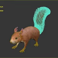 Animated Red Squirrel Game Character With Fluffy Tail And Orange Ears