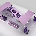 Purple Curved Exhibition Booth With CHUXIN Brand Logo And Display Cabinets