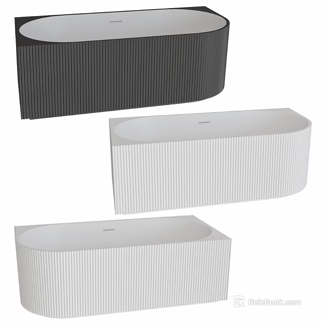 Modern Striped Bathtub Designs In Black And White Colors For Bathroom 3d model 