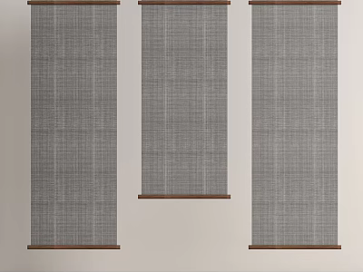 Modern Room Dividers With Woven Fabric And Wooden Frames On White Background 3d model