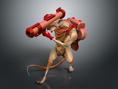 Modern Game Role Rat Man Rat Man Warrior Rocket Man Rocket Mouse 3d model