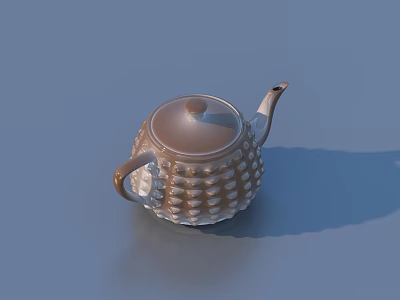 Brown And White Ceramic Teapot With Textured Dots On Blue Background 3d model
