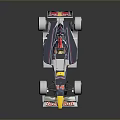 Red Bull Racing Car with Blue White Red Livery and Yellow Nose Cone Design