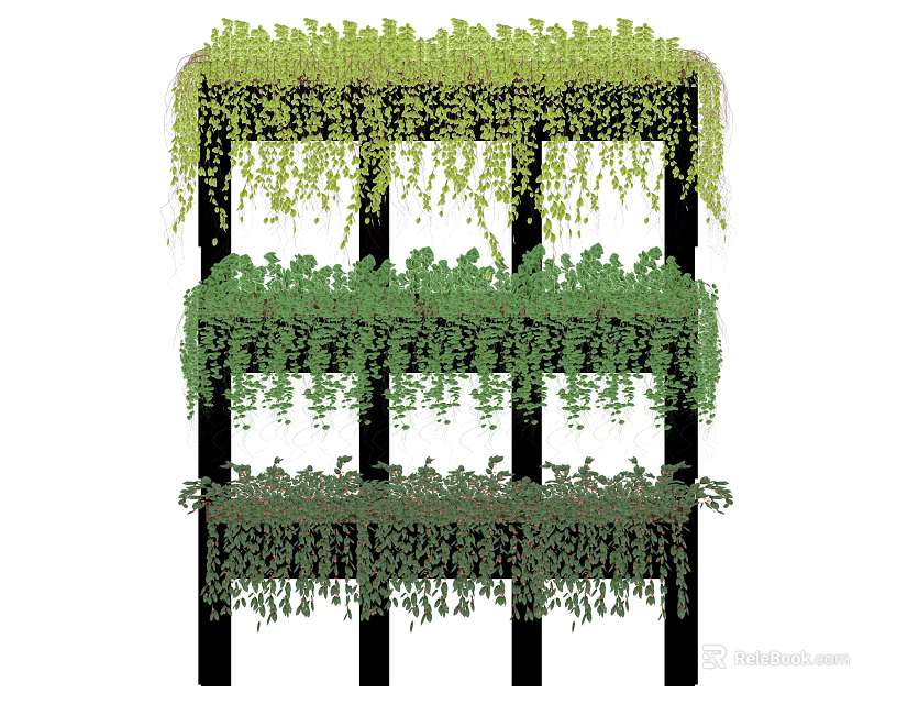 Vertical Garden Structure With Multiple Layers Of Greenery And Hanging Vines 3d model 