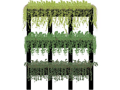 Vertical Garden Structure With Multiple Layers Of Greenery And Hanging Vines 3d model