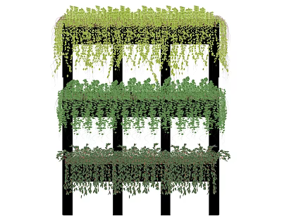 Vertical Garden Structure With Multiple Layers Of Greenery And Hanging Vines 3d model