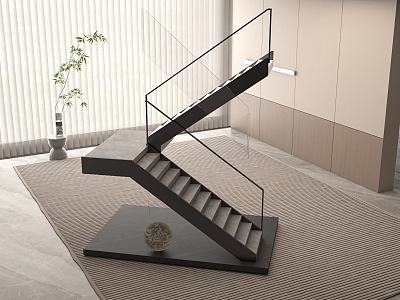 Handrail Stairs Marble Metal 3d model