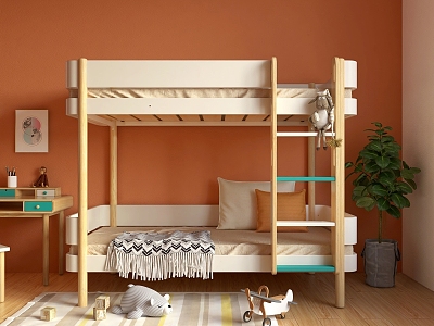 Nordic Bed Solid Wood Children's Double Bed model