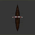 Wooden Viking Longship With Red White Striped Sail Oars And Decorative Elements