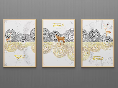 Nordic Animal Painting Decorative Painting 3d model