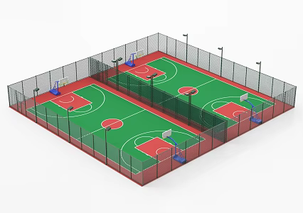 modern court basketball court 3d model