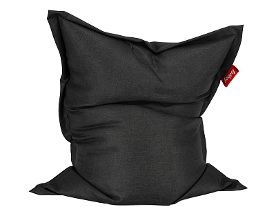 Black Fabric Square Pillow With Soft Texture And Red Label For Home Decor 3d model