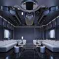 Modern Hi Tech KTV Room Interior With Sofas And Large Screens